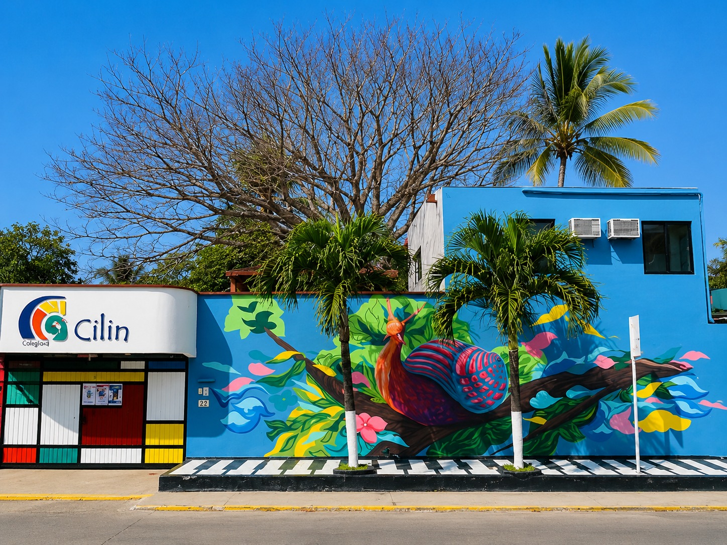 Fachada artística del Colegio Cilin en Boca del Río